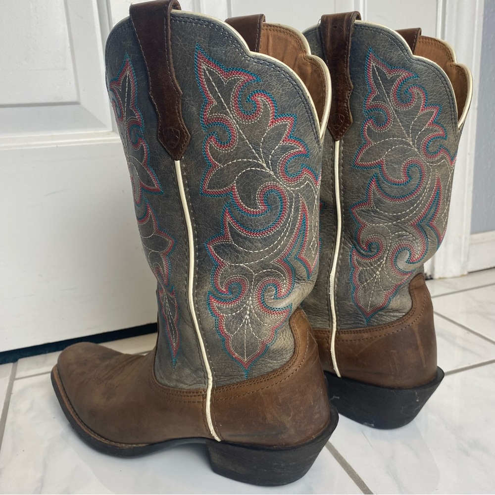 Ariat Women’s round up square toe western boots coastal cowgirl embroidered 8.5 - Picture 12 of 13